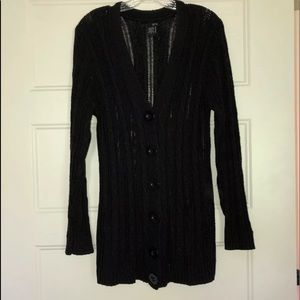 Zinc Cardigan Button Down Sweater Womens Small Black